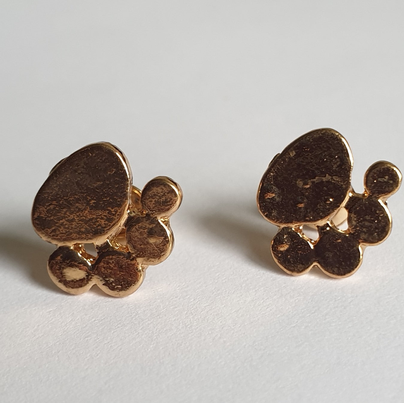 Purrty Gold Paw Print Design Brass Stud Earrings - Purrfect!