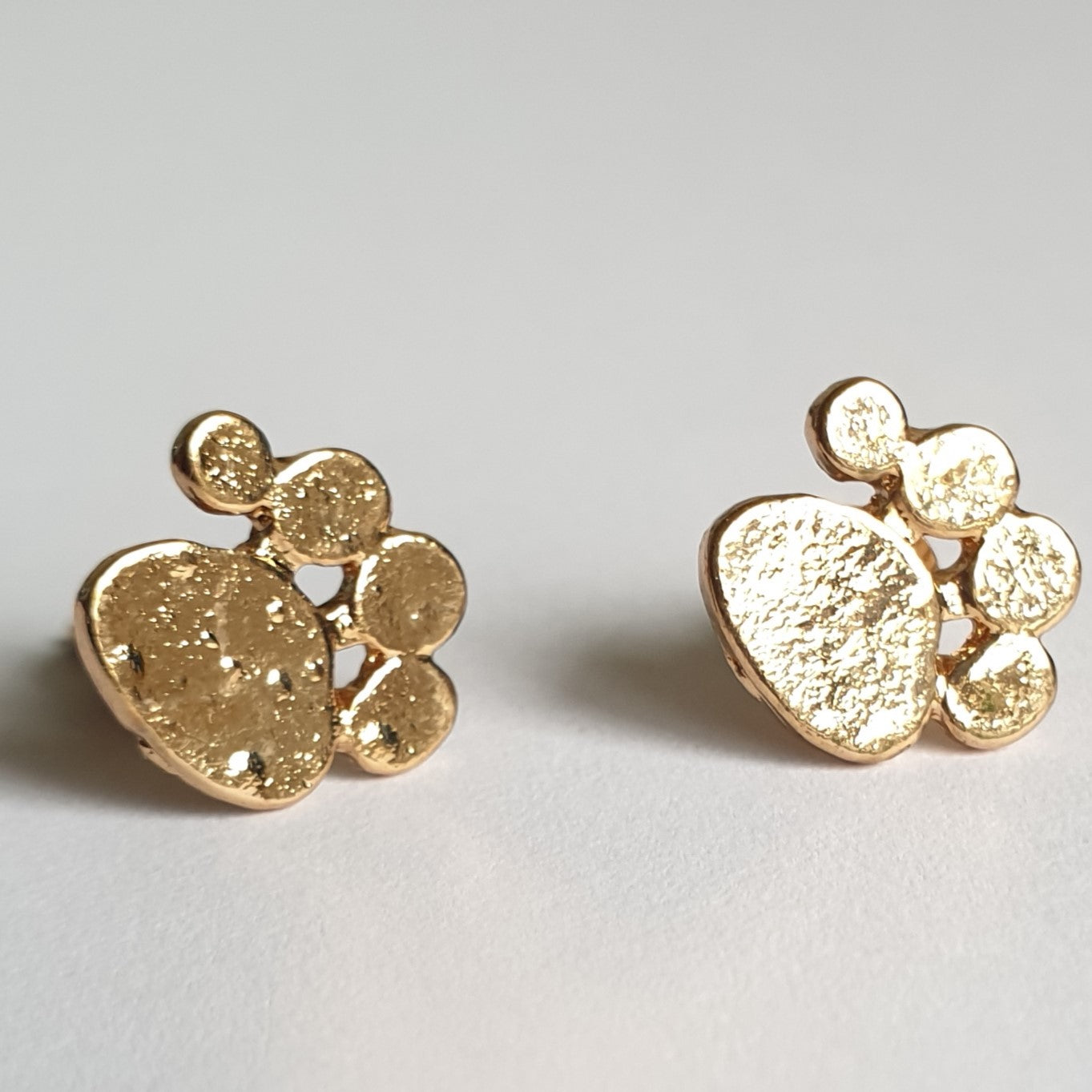 Purrty Gold Paw Print Design Brass Stud Earrings - Purrfect!