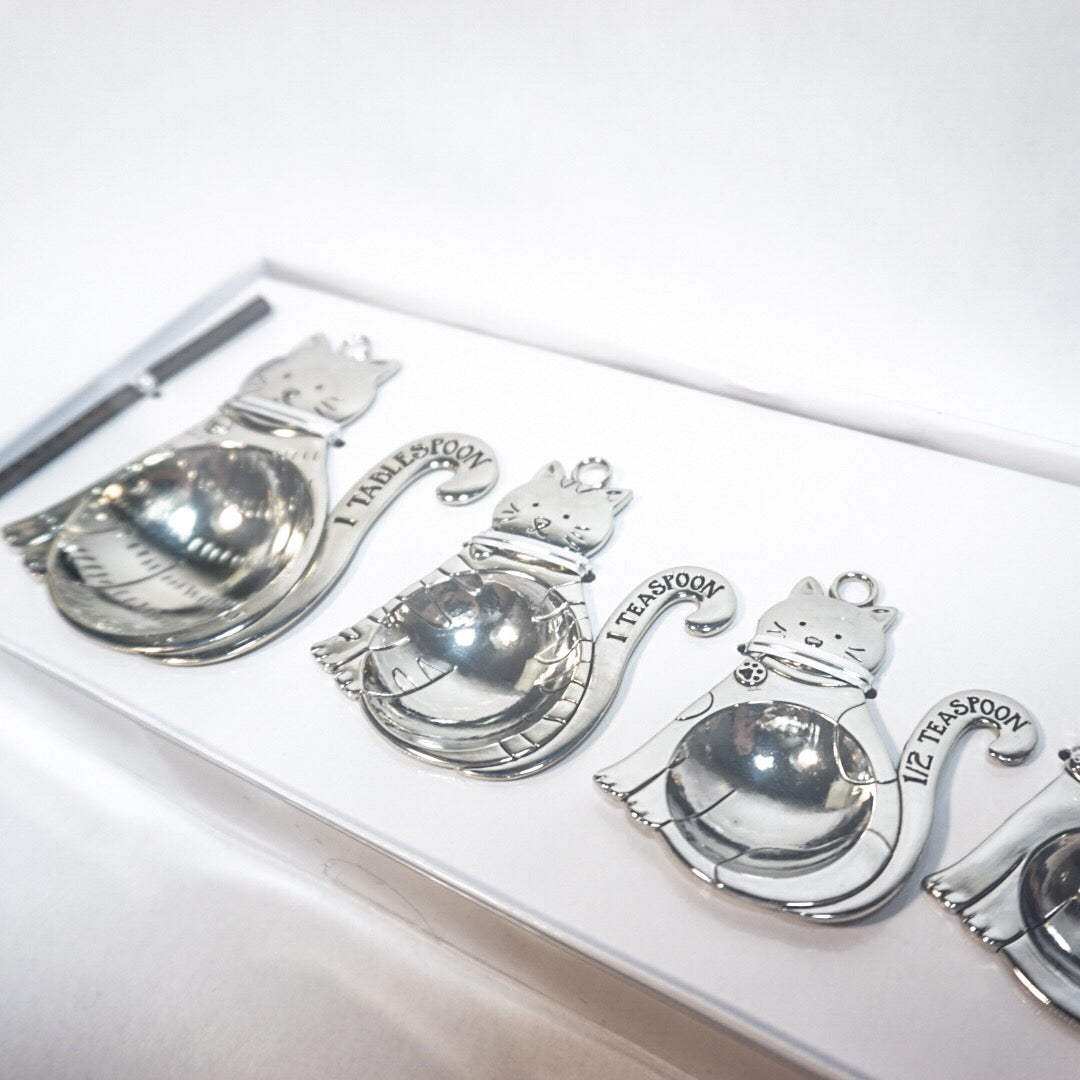 Silver Kitty Measuring Spoon Setting of 4